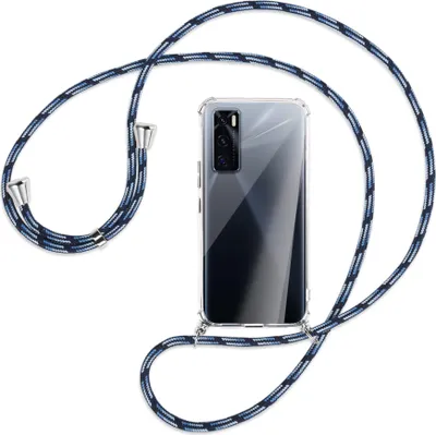 Produktbild von Handykette Backcover-Schutzhülle mit Band (Metall silberfarben) für vivo V20 SE (V2022) / Y70 - Blautöne