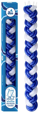 Havdalah-Kerze, geflochten, blau/weiß, 6er-Pack, Paraffin, 11 Zoll