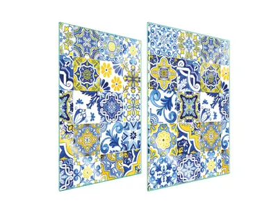 Image de Plaques de recouvrement pour cuisinière 2 pièces 35x52 Couverture de plaque vitrocéramique Planche à découper Mosaïque multicolore