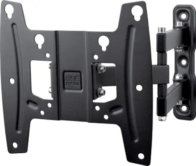 A black TV wall mount bracket is shown against a white background.