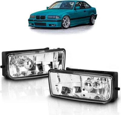 Zdjęcie produktu dla Zestaw przezroczystych świateł przeciwmgielnych w kolorze przydymionym, pasujący do wszystkich modeli BMW E36 z lat 1991–1999