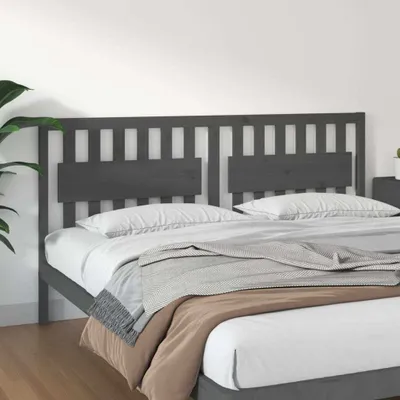 Produktbild von vidaXL Kopfteil Grau 185,5x4x100 cm Massivholz Kiefer - Kopfteil - Kopfteile - Bettkopfteil - Holzkopfteil