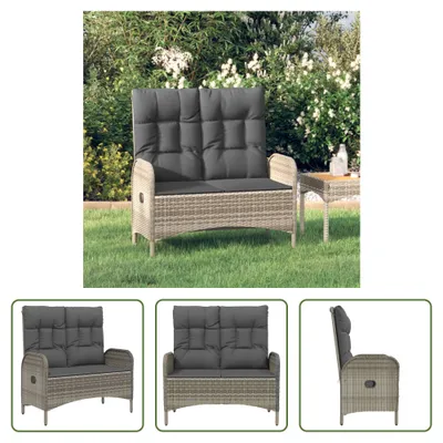 Produktbild von The Living Store Gartenbank mit Liegefunktion und Kissen 107 cm Poly Rattan Grau