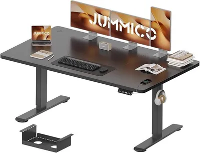 Imagen del producto de Escritorio ajustable en altura Silecomplaza, 160x80 cm, con bandeja para cables y puertos USB-A