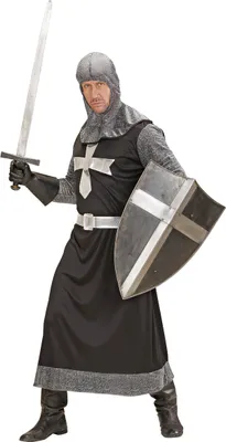 Produktbild von Schwarzer Ritter Kostüm schwarz-grau-silber - L