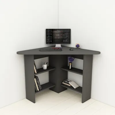 Immagine prodotto di Panchia - Scrivania, 80x80x74h cm Nero Antracite, 5 Ripiani
