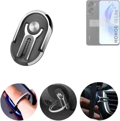 Produktbild von K-S-Trade 3in1 Smartphone-Ring Handy-Ring kompatibel mit Honor 90 Lite Fingerhalterung  Handyring Tischständer Lüftungsgitter-Halterung Tisch