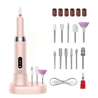Produktbild von Elektrische Nagelfeile mit Ladestation – Nagelfräser & Maniküre-Pediküre-Set, wiederaufladbar – Rosa