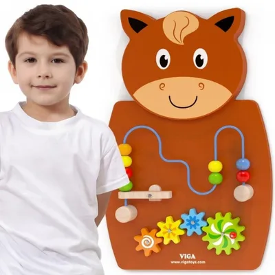 Produktbild von Viga Manipulationsbrett aus Holz PferdMontessori-Zertifikat