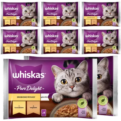 Zdjęcie produktu dla WHISKAS Adult Saszetka 32 x 85g Drobiowe Frykasy Mokra Karma Dla Dorosłego Kota w Galaretce Kawałki z Kurczakiem i z Indykiem