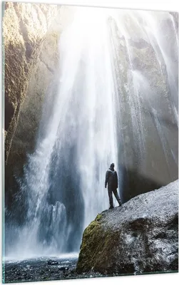 Produktbild von Bilder auf glas - Einteilig - Berg Wasserfall - 50x70cm - Glasbilder - Wandbilder - Bilder - zum Aufhängen bereit - Wanddekoration aus Glas - Glas Bilder - Wandbild auf Glas - GPA50x70-4093