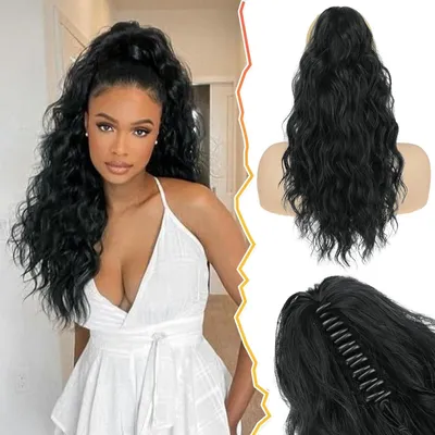 Image de BARSDAR Clip Queue de Cheval Extension 45 cm Cheveux Naturels Ponytail