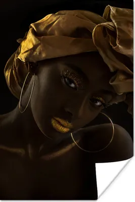 Produktbild von MuchoWow® Poster Frauen - Kopftuch - Gold - Luxus 60x90 cm - Wanddekoration