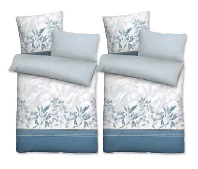 Produktbild von biberna Baumwoll-Satin Bettwäsche 0615170 FLORAL color: ciel, size: 2x 135x200 cm + 2x 40x80 cm + 2x 80x80 cm