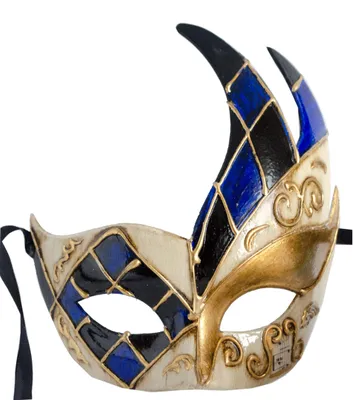 Venezianisches Masker Colombina, handbemalt, blau, 18x17 cm