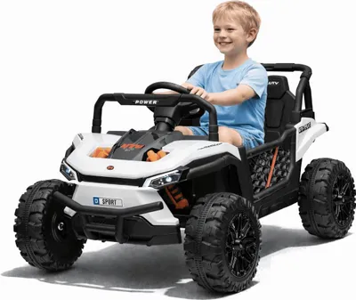 Produktbild von Elektroauto für Kinder UTV Small 12V, weiß, Hinterradantrieb, 12V Batterie, Kunststoffräder, Breiter Doppelsitz für nur ein Kind, 2,4 GHz Fernbedienung, MP3-Player mit USB/SD-Eingang, LED-Leuchten