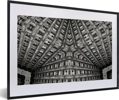 Produktbild von MuchoWow® Gerahmtes Poster Kunst - Schwarz - Weiß - Psychedelisch 60x40 cm - Poster mit Schwarzem Bilderrahmen Wandposter Rahmen Foto Bilder - Schlafzimmer - Plakat in Rahmen - Drucken