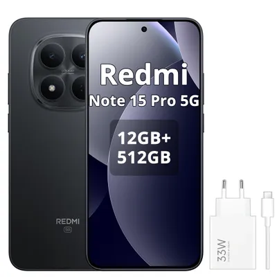 Produktbild von Xiaomi Redmi Note 15 Pro 5G Smartphone Schwarz 12/512GB (Mit 33-W-Netzteil)