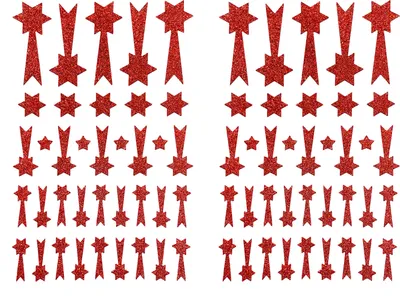 Produktbild von Oblique Unique 74 Sternschnuppen Sticker Glitzer Schnuppen Stern Aufkleber für Weihnachten zum Dekorieren Spielen Basteln Scrapbooking - rot