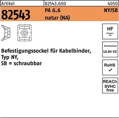 Produktbild von Befestigungssockel R 82543 f.Kabelb. Typ NY-/SB 8 Polyamid 6.6 natur