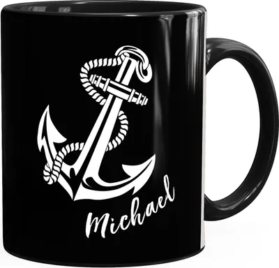 Produktbild von personalisierte Kaffee-Tasse mit Namen Anker Namenstasse persönliche Geschenke für Männer SpecialMe® schwarz Keramik-Tasse