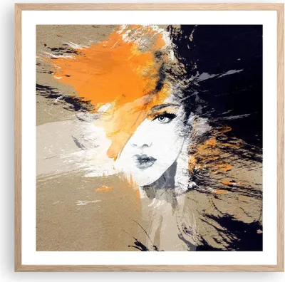 Produktbild von Gerahmtes Poster - Rahmen in heller Eiche - Abstraktion Frau - 60x60 cm - Wand Bild - Wanddeko - Wandbilder - Kunstposter - Wandposter - Bilderrahmen - Bilder - Kunstdruck - Wandbild - P2NAC60x60-3656