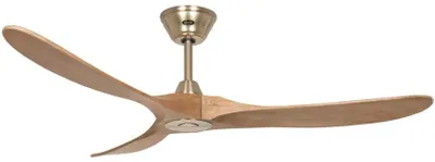 Zdjęcie produktu dla Energooszczędny wentylator sufitowy z pilotem Eco Genuino szczotkowany mosiądz / średni dąb 152 cm