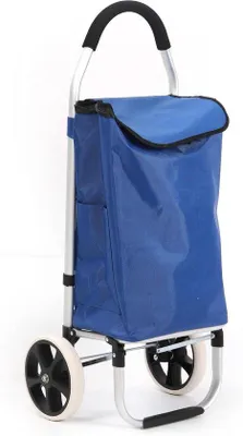 Productafbeelding van Boodschappentrolley - Winkelwagen - Boodschappen vervoeren - Inklapbaar aluminium frame - 44 liter inhoud - Blauw