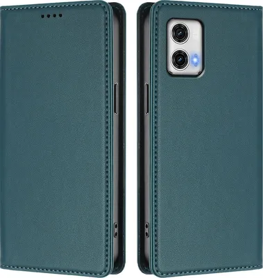 Image de Étui en cuir pour Motorola Moto G73 5G, étui à rabat magnétique en cuirPolyuréthaneavec support, vert