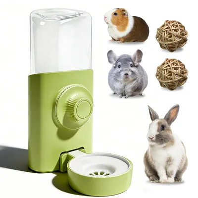 Imagen del producto de Botellas de agua automáticas para animales pequeños, de 600 ml, paquete de 3 unidades, con juguete para roer, ideales para conejos