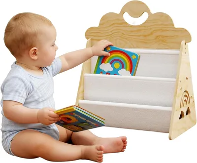 Zdjęcie produktu dla Regał dziecięcy z drewna, biblioteczka do pokoju dziecięcego, do pokoju zabaw