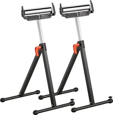 Obrázok produktu pre VEVOR sada 2 kolieskových stojanov, nosnosť 113 kg, nastaviteľná výška 68-109 cm, sklopná pracovná plocha s kolieskovou hlavou a vodiacimi lištami