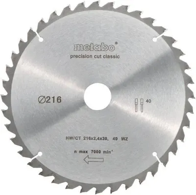 Produktbild von Kreissägeblatt, Metabo HW/CT 216 x 30 x 2,4/1,8 mm, Für Holz, Laminat, Spanplatten, MDF