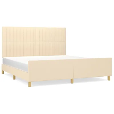 Image de vidaXL Cadre de lit sans matelas Crème 180x200 cm Tissu