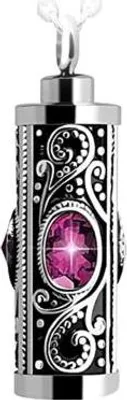 Produktbild von Luxe Asche-Hänger mit Kette für Asche, Haare oder Parfum - Gedenkschmuck - Inkl. Aschefüller und Aufbewahrungstasche - Lila Diamant
