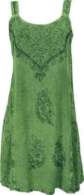 Produktbild von Besticktes Indisches Minikleid Boho Chic, Hippie Tunika - Grün Design 16, Damen, Viskose, Kleider