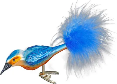 Produktbild von Christbaumschmuck Glas Eisvogel auf Clip 10cm Blau Orange