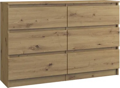 Produktbild von Roe Furniture | Kommode - 6 Schubladen - 120 cm - Artisan - Modernes Design - Minimalistisch und Funktional