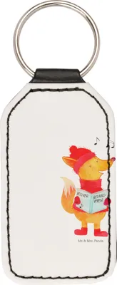 Produktbild von Mr. & Mrs. Panda Taschenanhänger Fuchs Sänger - Weiß - Geschenk, anhänger für schlüssel, Weihnachten, Singen, Weihnachtslieder, Schlüsselanhänger, schlüsselbund, Winter