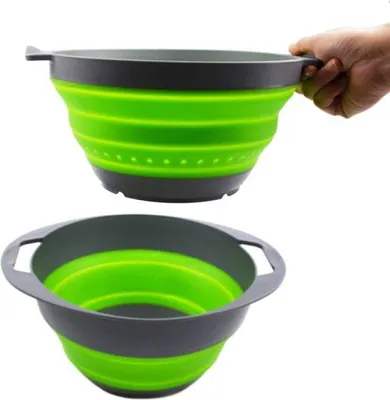 Immagine prodotto di Set di setaccio e ciotola pieghevoli in TPE/PP grigio scuro/verde