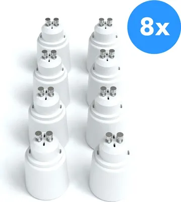 Produktbild von EAZY CASE 8x Lampensockel Adapter (GU10->E27) - Konverter GU10 Fassung auf E27 Lampenadapter, für LED-/Halogen- und Energiesparlampen Sockeladapter, Weiß