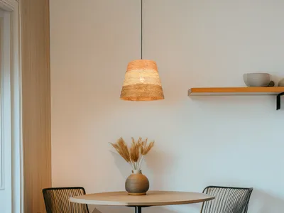 Produktbild von LED Pendelleuchte skandinavisch einflammig Lampenschirm Papierlampe Küche, Ø30cm