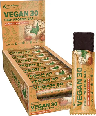 Produktbild von IronMaxx Vegan 30 High Protein Bar- 24 Riegel a 35g Almond Cookie Flavour