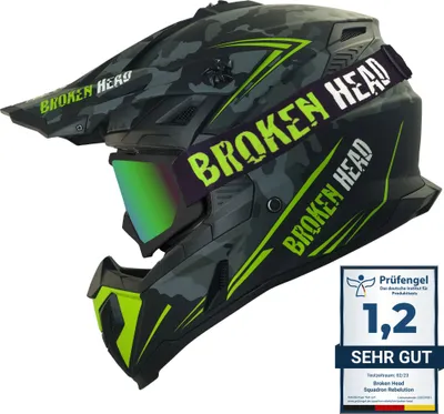 Produktbild von Broken Head Crosshelm Squadron Rebelution Grau-Grün + MX-2 Brille Schwarz : M (57-58 cm) Größe: M (57-58 cm)