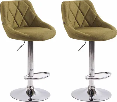Produktbild von TPFLiving 2er Set Barhocker Lazius Gestell Metall in Chromoptik Stoff Grün