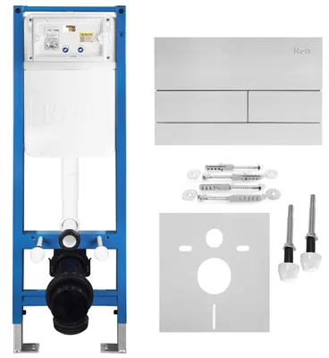 Produktbild von Rea Unterputz-wc-gestell Set Slim 024n Mit T Brush Steel Drückerplatte