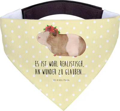 Produktbild von Mr. & Mrs. Panda Hunde-Halstuch Meerschweinchen Weisheit - Gelb Pastell - Geschenk, Wunder, Spruch, Hund Halstuch, Lustige Sprüche, Für Hunde, Wunderland, Hundehalstuch