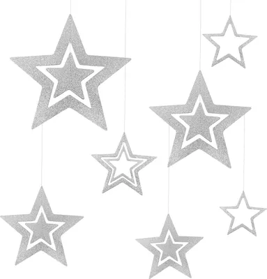 Produktbild von Oblique Unique Deckenhänger Girlande Sterne für Weihnachten Advent und WinterStern Dekoration Weihnachtsdeko - silber