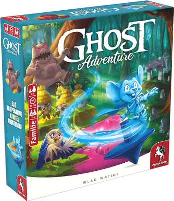 The image shows the box art for the board game "Ghost Adventure".