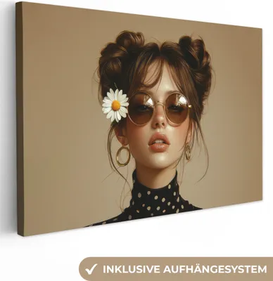 Produktbild von Leinwand Bilder 120x80 cm - Frauen, Abstrakt - Blumen - Blau, Wandbilder, Wanddeko Wohnzimmer, Bild